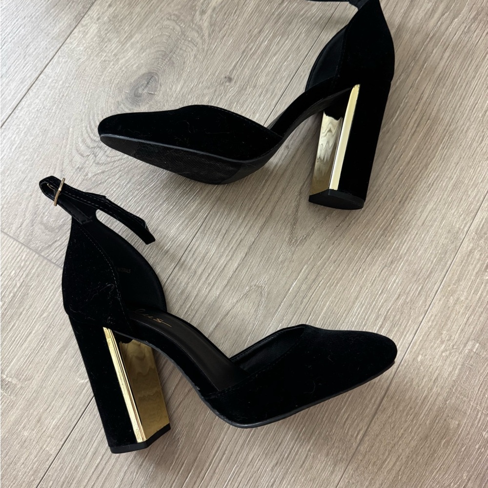 Lulu's Black Velvet Ankle Strap Heels - Picture 6 of 8
